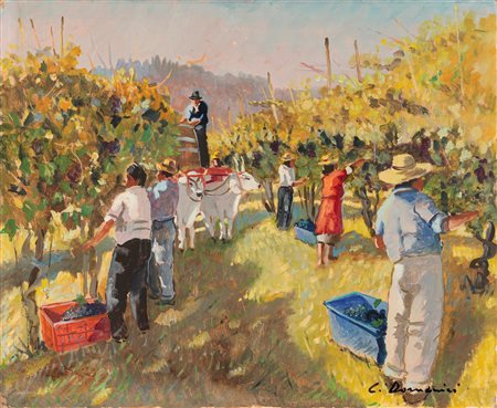 Carlo Domenici (Livorno 1898-Valdana di Portoferraio 1981)  - La vendemmia