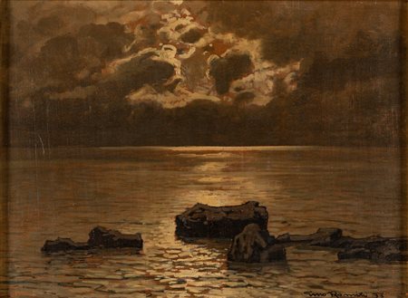 Gino Romiti (Livorno 1881-1967)  - Crepuscolo sul mare, 1933