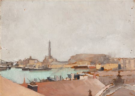 Lazzaro Luxardo (Voltri 1865-Genova 1949)  - Genova, la lanterna, 1948