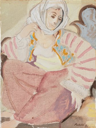 Bernardino Palazzi (Roma 1907-1986)  - Piccola odalisca, 1951