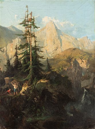 Gaetano Fasanotti (Milano 1831-1882)  - Giochi di bimbi sulle Grigne