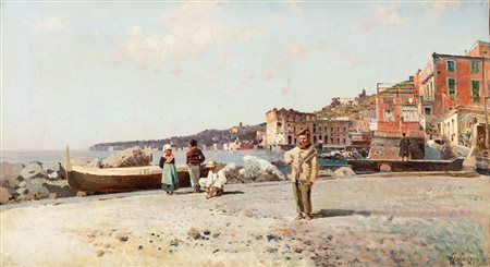 Giuseppe Laezza (Napoli 1835-1905)  - Napoli, vita presso Palazzo Donn'Anna