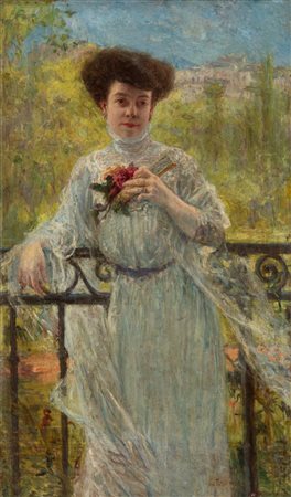 Ettore Tito (Castellammare di Stabia 1859-Venezia 1941)  - Ritratto di donna, 1919