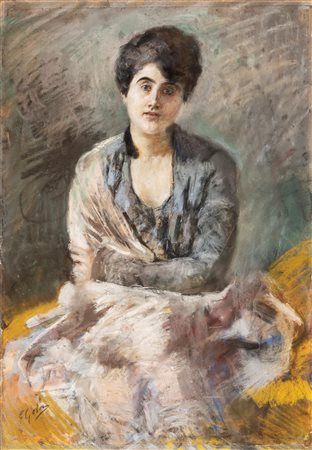Emilio Gola (Milano 1851-1923)  - Ritratto della signorina Gobbi