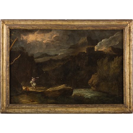 SALVATOR ROSA (Seguace di), Olio su tela