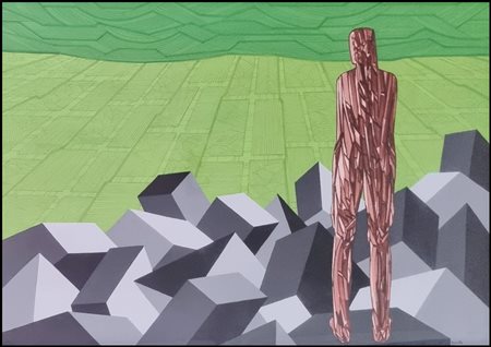 ROSSELLO MARIO Savona 1927-Milano 2000 “Uomo tra i sassi” 