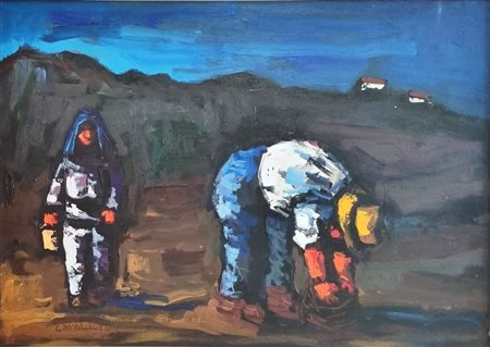 CAVALDORO ALFREDO Mestre 1924 - Venezia 1984 "Contadini"