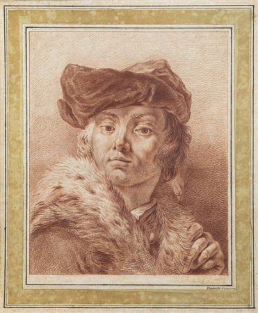 GIOVANNI BATTISTA PIAZZETTA<BR>Pietrarossa (VE) 1682 - 1754 Venezia<BR>"Uomo con pelliccia"
