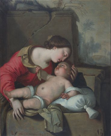 LAURENT DE LA HIRE<BR>Parigi 1606 - 1656<BR>"Madonna con Bambino" 1642
