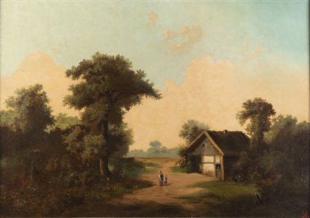 EMILIO VASSARI<BR>Brindisi 1826 - 1928<BR>"Paesaggio della campagna toscana" 1885