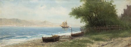 GIACINTO BO<BR>Montanaro Canavese (TO) 1832 - 1912 Torino<BR>"Paesaggio lacustre"