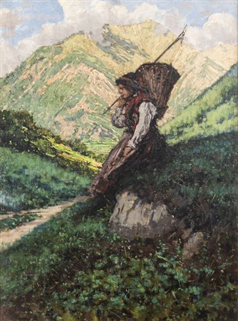 ENRICO REYCEND<BR>Torino 1855 - 1928<BR>"Ora vespertina" 1902