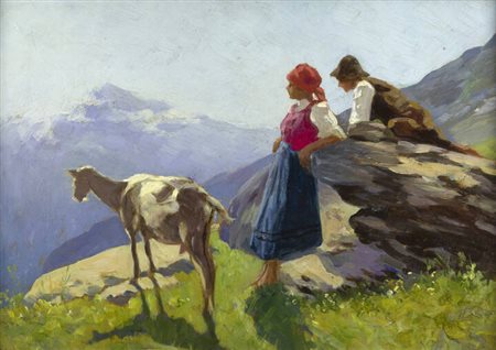 ANGELO GARINO<BR>Torino 1860 - 1945 Nizza (Francia)<BR>"I pastorelli"