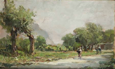 CARLO FOLLINI<BR>Domodossola (NO) 1848 - 1938 Pegli (GE)<BR>"Giornata estiva" 1/8/1925