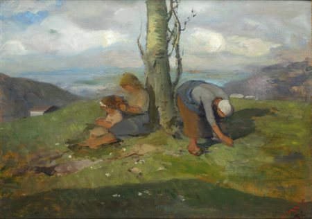 ITALO MUS<BR>Chatillon (AO) 1892 - 1967 St.Vincent (AO)<BR>"Raccoglitrice di cicoria" St. Vincent 1932