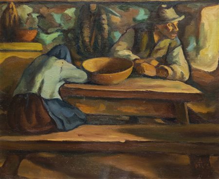 ITALO MUS<BR>Chatillon (AO) 1892 - 1967 St.Vincent (AO)<BR>"L'attesa della guida"