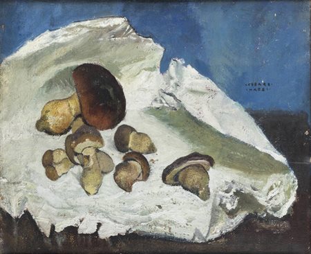 CESARE MAGGI<BR>Roma 1881 - 1961 Torino<BR>"Natura morta con funghi porcini"
