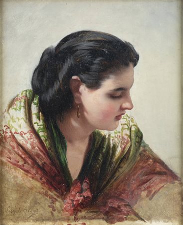 EUGENIO DE BLAAS<BR>Albano (RM) 1843 - 1931 Venezia<BR>"Ritratto di donna"