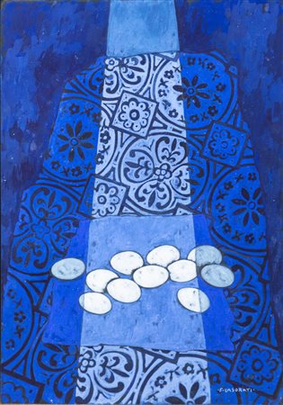 FELICE CASORATI<BR>Novara 1883 - 1963 Torino<BR>"Uova sul tappeto" 1955