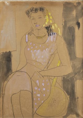 ENRICO PAULUCCI<BR>Genova 1901 - 1999 Torino<BR>"Il fazzoletto giallo" 1938