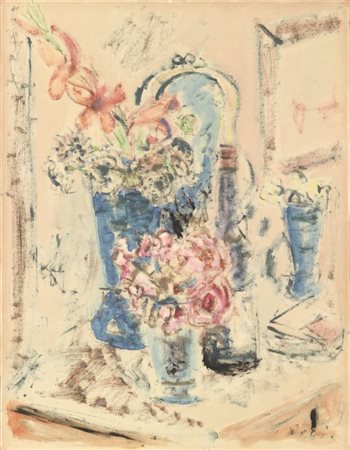 Filippo de Pisis Ferrara 1896 - Milano 1956 Fiori, 1937 Olio su carta...
