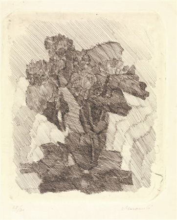 Giorgio Morandi Bologna 1890 - 1964 Gerani dentro un bicchiere, 1930 ca....