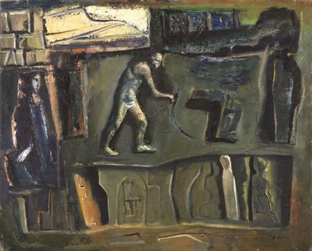 Mario Sironi Sassari 1885 - Milano 1961 Composizione, 1954 ca. Olio su tela,...