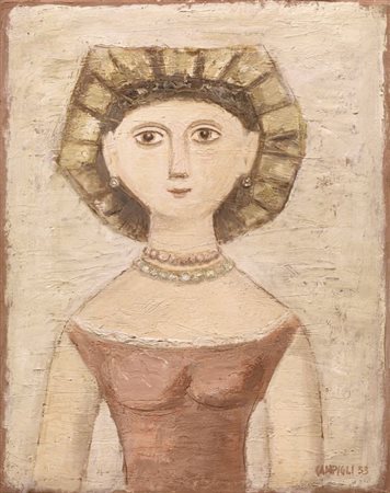 Massimo Campigli Berlino 1895 - St.Tropez 1971 Figura, 1953 Olio su tela, cm....