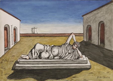 Giorgio de Chirico Volos 1888 - Roma 1978 Piazza d'Italia con Arianna, 1972...