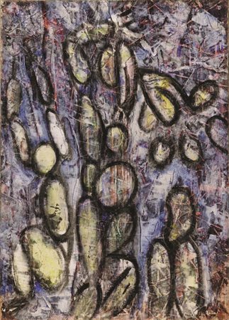 Max Ernst Brühl 1891 - Parigi 1976 Personnages dans un bois, 1948 Olio su...