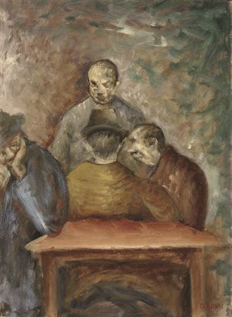 Ottone Rosai Firenze 1895 - Ivrea (To) 1957 Al caffè, 1946 Olio su cartone,...