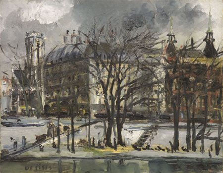 Filippo de Pisis Ferrara 1896 - Milano 1956 Le Port du Louvre et l'Eglise S....
