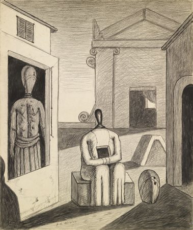 Giorgio de Chirico Volos 1888 - Roma 1978 Il pomeriggio inquietante, 1972...