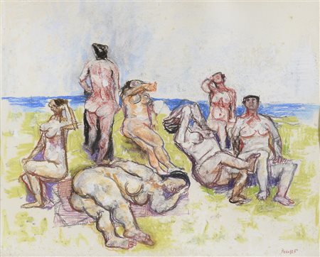 PASTELLO BAGNANTI DI FAUSTO PIRANDELLO