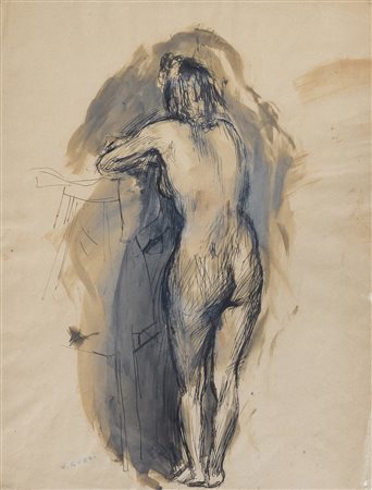 DISEGNO NUDO DI SCHIENA DI VIRGILIO GUZZI