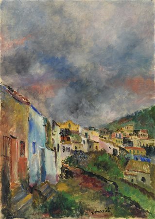 DIPINTO CASE A USTICA DI GIOVANNI OMICCIOLI, 1957