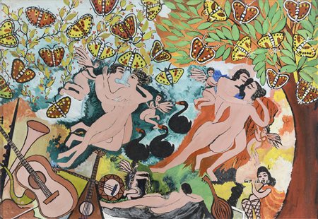 DIPINTO AMORE E MUSICA DI ENRICO BENASSI, 1972