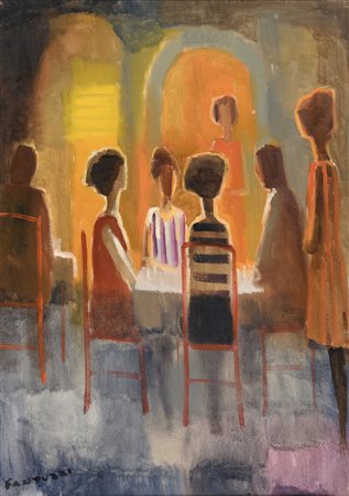 DIPINTO DONNE AL BAR DI ELIANO FANTUZZI