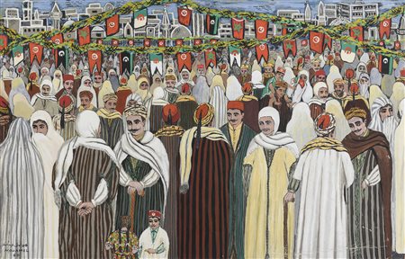 TEMPERA SU CARTA DI ABDELKHADER HOUAMEL, 1960