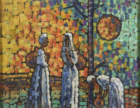 DIPINTO DONNE AFRICANE DI PITTORE MEDIO ORIENTALE