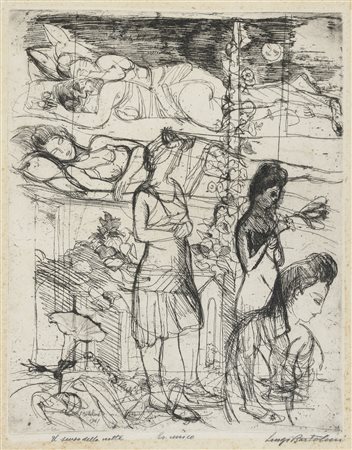 ACQUAFORTE IL SENSO DELLA NOTTE DI LUIGI BARTOLINI, 1941
