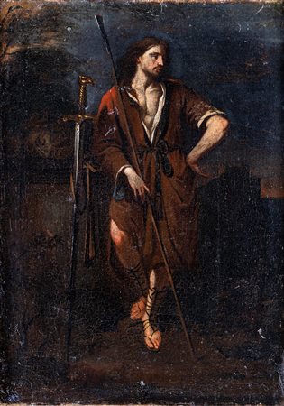 Scuola francese del XVII secolo (0 - 0) 
Davide con testa di Golia 
olio su tela cm 33x23