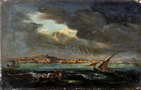 Gonsalvo Carelli (Napoli, 1818 - Napoli, 1900) 
Veduta del golfo di Napoli 
Olio su tela
