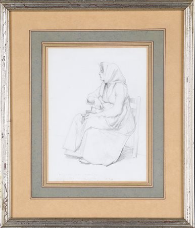 Silvio Giulio Rotta (Venezia, 1853 - Venezia, 1913) 
Fanciulla seduta 
Matita su carta cm 21,5x16