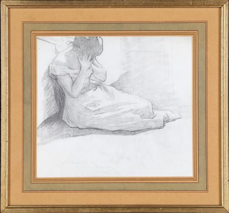 Silvio Giulio Rotta (Venezia, 1853 - Venezia, 1913) 
Fanciulla che piange 
Matita su carta cm 23x25