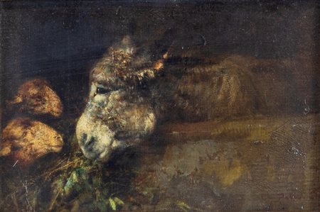 Tito Pellicciotti (Barisciano, 1871 - Barisciano, 1950) 
Asinello 
Olio su cartone cm 17x25