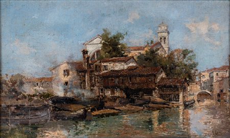 Antonio María Reyna Manescau (Coin, 1859 - Roma, 1937) 
Venezia 
Olio su tela cm 30x50