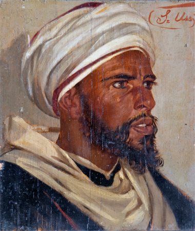 Stefano Ussi (Firenze, 1822 - Firenze, 1901) 
Ritratto di uomo con turbante 
Olio su tavola cm 23x19,5
