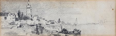 Anonimo del XIX secolo (1:Principale) (0 - 0)  Veduta di golfo  Matita su carta