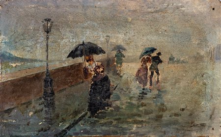 Pittore del XIX secolo ( - ) 
Lungomare di Napoli 
Olio su tavola 